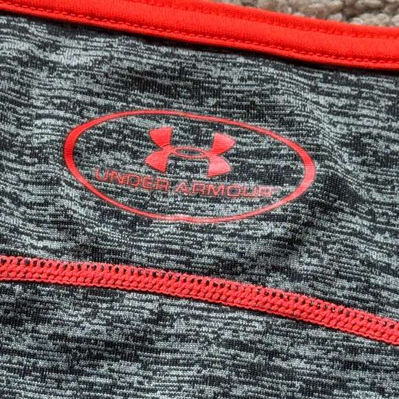 Under Armour Mens UA Loose Fit Heat Gear Tech Tank Top Graphite/Blaze Orange - Picture 4 of 6